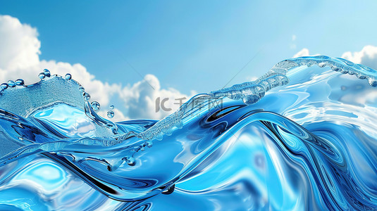 玻璃材料质感蓝色飘带设计图