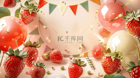 夏季草莓背景图片_夏季草莓水果装饰背景