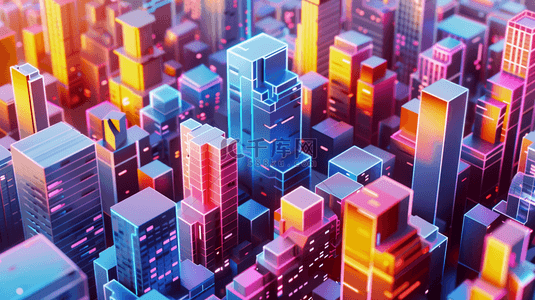 下光效背景图片_霓虹灯下城市模型光效背景