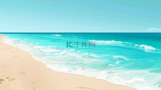 海边景色背景图片_唯美蓝天下沙滩大海海边海水的背景