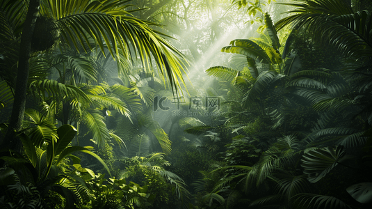 阳光照射森林风景树木山水的背景