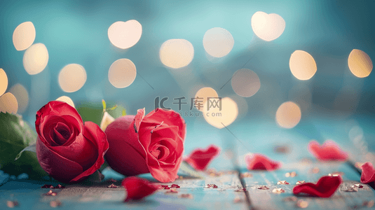 红色花朵爱心背景图片_红色玫瑰花树枝花瓣的背景