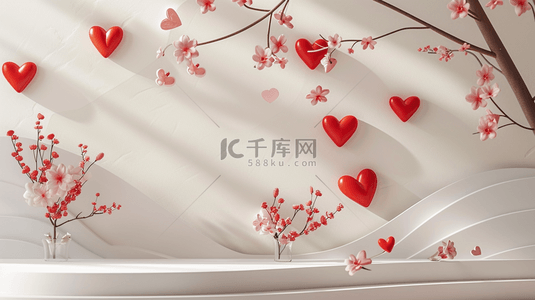中式背景图片_中式文艺白色空间花瓶红色树枝的背景