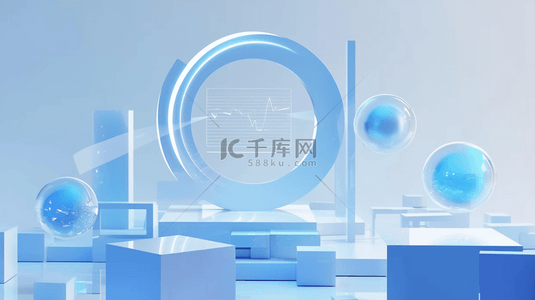 icon面型多色图标背景图片_蓝色3D渲染三维科技智能玻璃图标场景背景