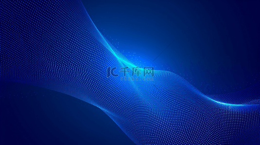 光点蓝色科技背景图片_科技抽象波线半色调深蓝色渐变霓虹光点素材
