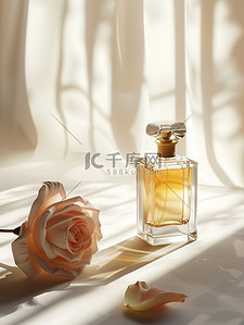 玫瑰素材背景图片_产品摄影一瓶香水和玫瑰素材