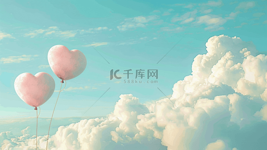 浪漫云层背景图片_520云层上的心情气球背景
