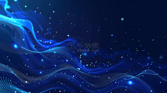 科技抽象波半色调深蓝色渐变霓虹光点1素材