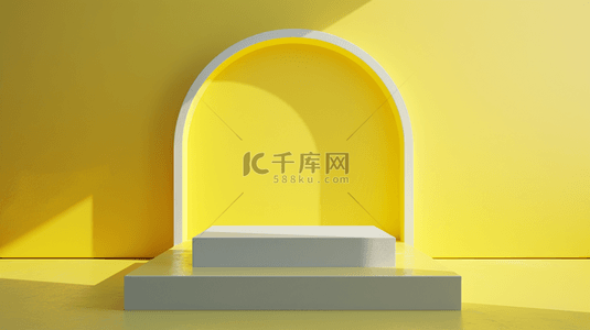 夏天清新奶黄色3D电商展台设计图