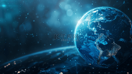 蓝色星球世界地图纹理网状的背景
