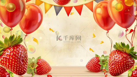 草莓水果背景图片_夏季草莓水果装饰背景