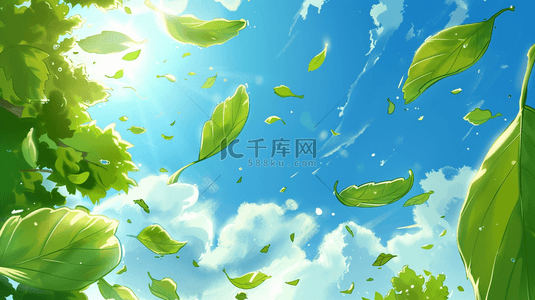 夏季绿色植物树叶装饰背景
