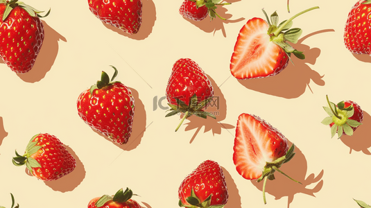 水果草莓平铺摆放的背景