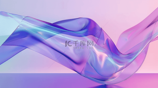 蓝现代背景图片_3D渲染创意飘舞流动清透玻璃质感飘带设计