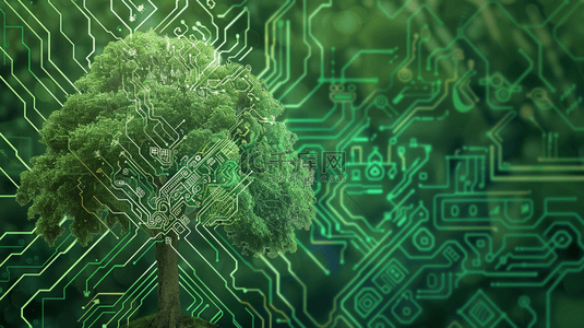 绿色植物大树背景图片_绿色植物大树科技感背景