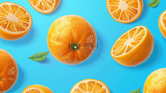 整理资料背景图片_平面平铺水果橙子树叶的背景