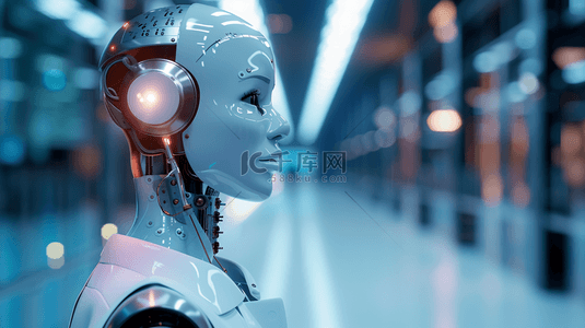 未来科技网络数据女性机器人头像的背景