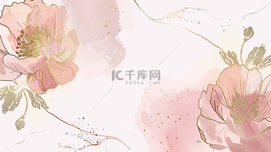 粉色轻奢金奢花朵底纹背景