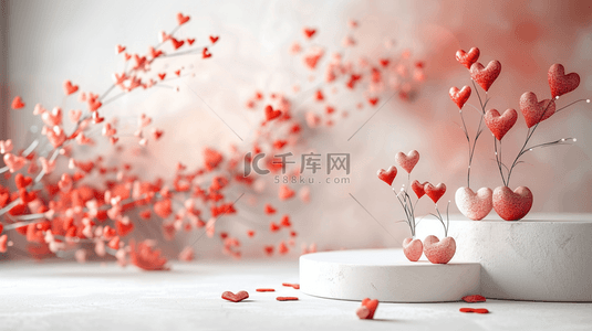 中式文艺背景背景图片_中式文艺白色空间花瓶红色树枝的背景