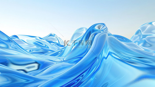 玻璃材料质感蓝色飘带背景图