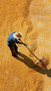 五一劳动节人物背景图片_致敬劳动者俯拍翻晒稻谷的农民背景素材
