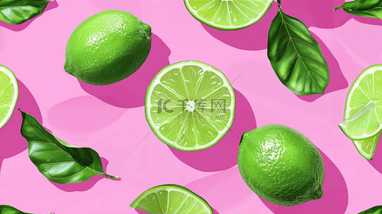 绿色充电免抠背景图片_粉色场景绿色柠檬水果的背景