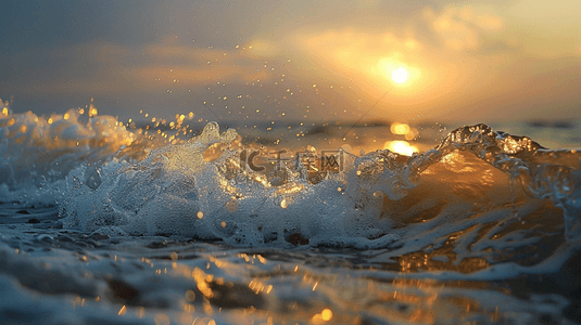 大海水背景图片_彩色大海里夕阳下海浪翻滚的背景