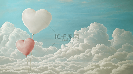 520背景图片_520云层上的心情气球背景