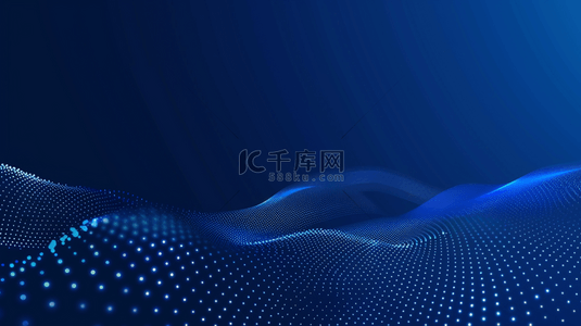 科技商务点线背景图片_科技抽象波线半色调深蓝色渐变霓虹光点设计