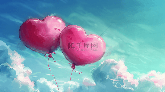 心形气球粉色背景图片_520蓝天装饰心情气球背景