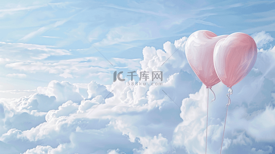 fb心情背景图片_520云层上的心情气球背景