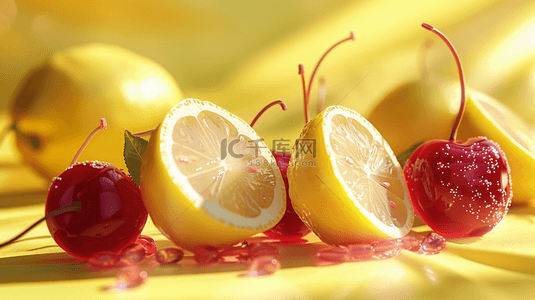 水果背景樱桃背景图片_水果柠檬樱桃的背景