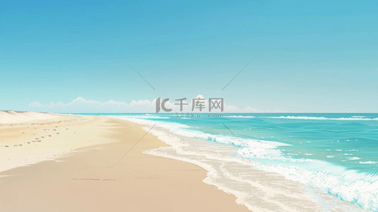 海边景色背景图片_唯美蓝天下沙滩大海海边海水的背景