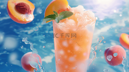 创意冰背景图片_夏日海边冰镇饮品合成创意素材背景