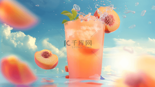 饮品背景图片_夏日海边冰镇饮品合成创意素材背景