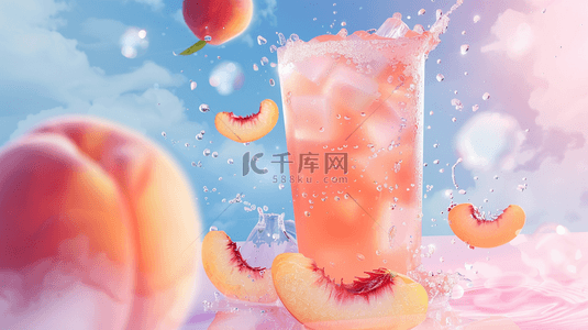 饮品背景图片_夏日海边冰镇饮品合成创意素材背景