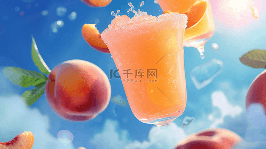 饮品创意背景图片_夏日海边冰镇饮品合成创意素材背景