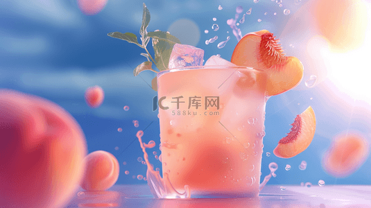 夏日海边冰镇饮品合成创意素材背景