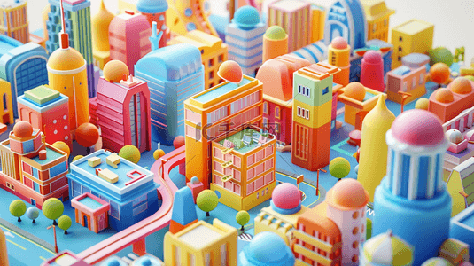 城市建筑模型合成创意素材背景