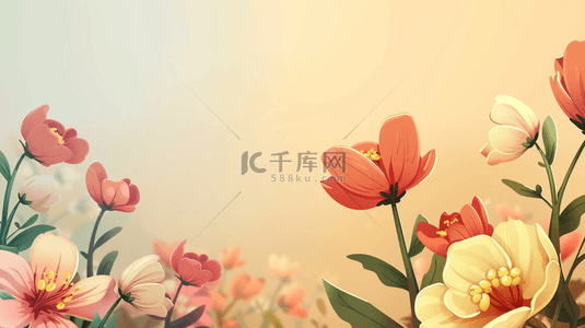 粉色花朵装饰植物边框背景