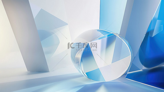 科幻玻璃几何三维图形背景