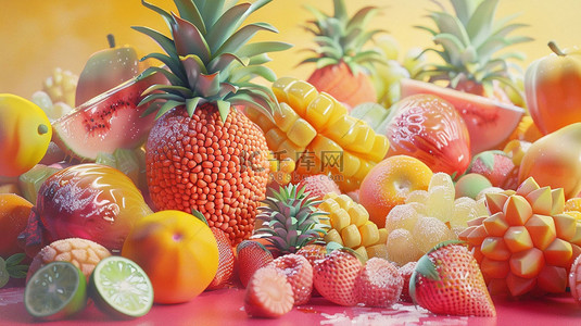 水果热带盛宴合成创意素材背景