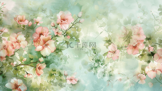 粉色绽放背景图片_淡绿色植物自然盛开的花朵自然背景