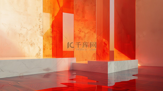 深橙色玻璃条形状背景图