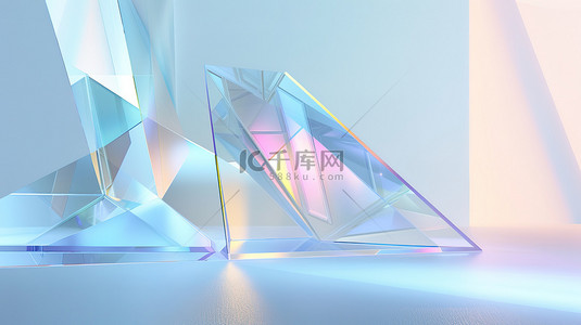 三维图形背景图片_科幻玻璃几何三维图形背景素材