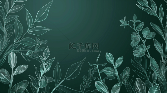 手绘植物叶片背景图片_绿色植物自然叶子装饰背景