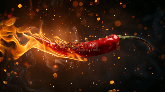 夏日烧烤炭火里的红辣椒背景