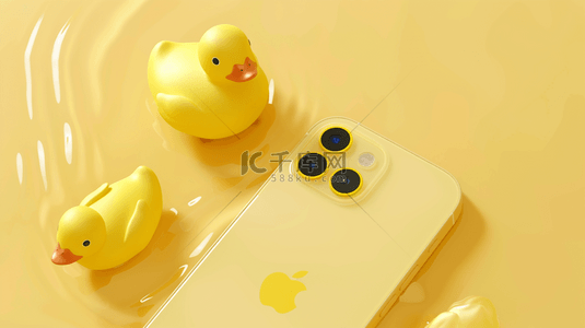 俯视小黄鸭背景图片_黄色手机小黄鸭合成创意素材背景