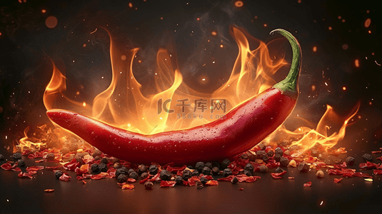 夏日烧烤炭火里的红辣椒背景6
