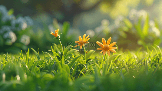 植物菊花草地合成创意素材背景